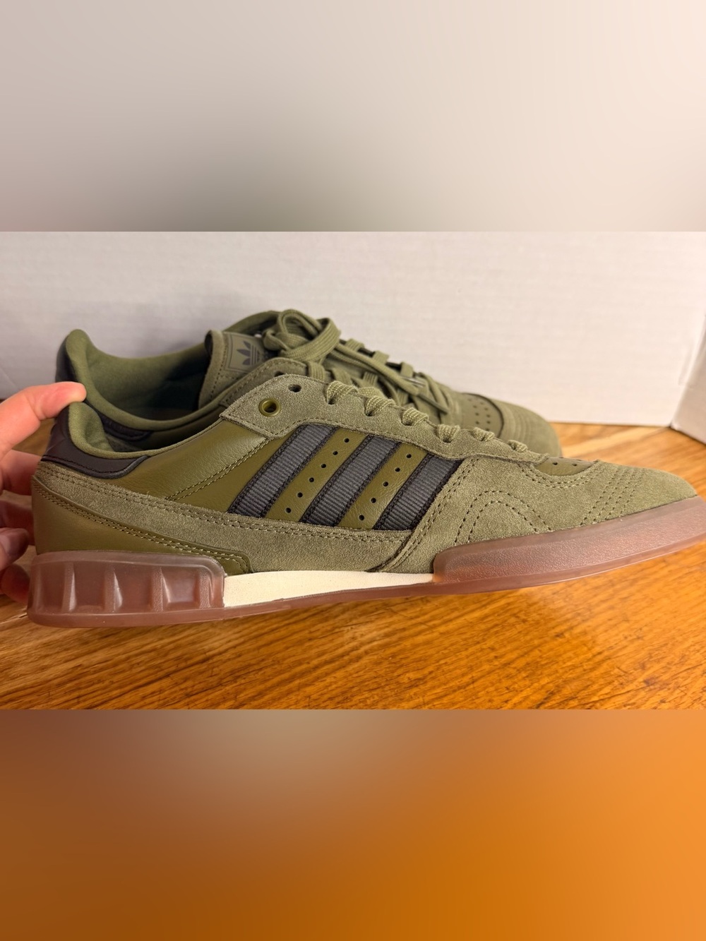 Adidas Originals Handball SpezialxTorsion Olive Green Gum Sole Sneakers Men 8.5 - Picture 2 of 8